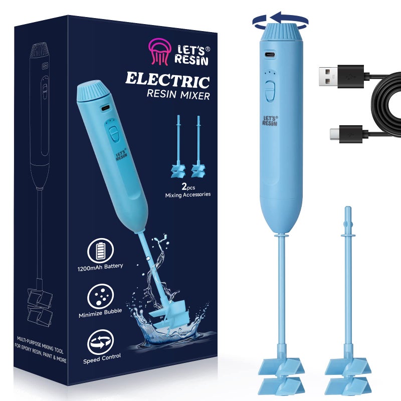 LET'S RESIN خلاط راتنج كهربائي مطور، تأثير مزدوج في الخلط والتحكم في السرعة، خلاط إيبوكسي محمول مع تقليل الفقاعات، مستلزمات راتنج قابلة لإعادة الشحن للراتنج، سيليكون سائل، قوالب، صناعة الصابون - Image 1