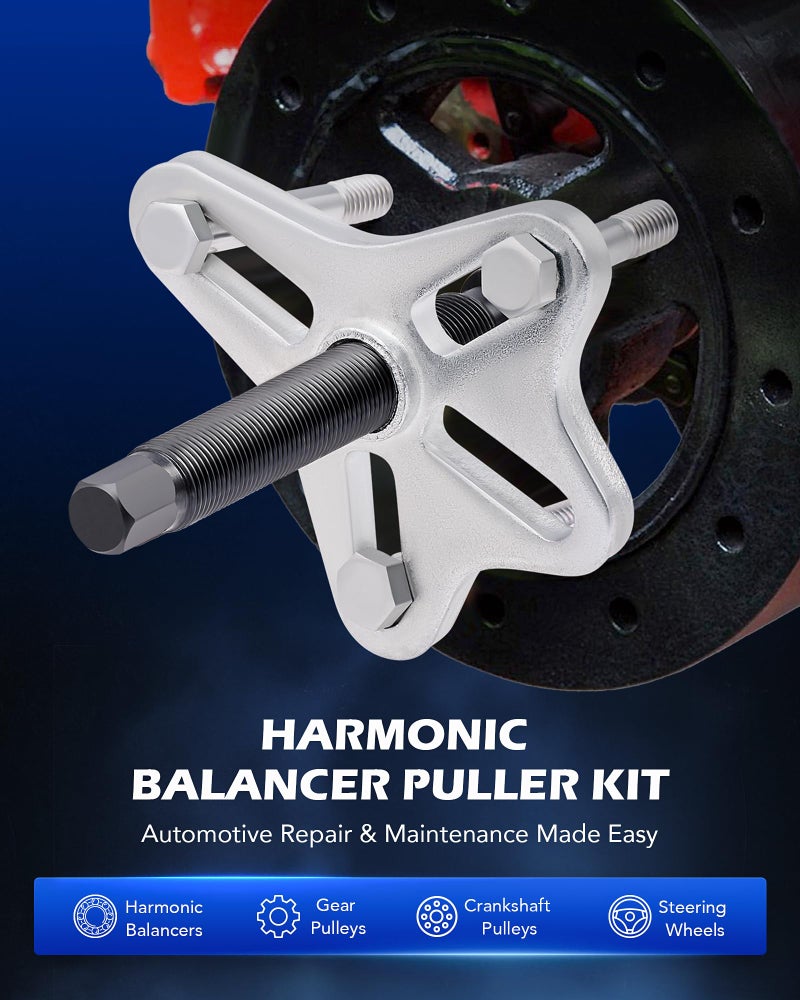 Orion Motor Tech Harmonic Balancer Puller Kit, Power Steering Pulley Puller Installer Tool Set, Automotive Steering Wheel Puller Tool Kit, Flange Type Gear and Crank Puller Set - Image 2