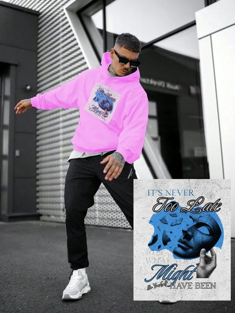 DogFish Women, Men Sweatshirt Oversize Poster Quote 3 Printed Thick Pink Lover Sweatshirt