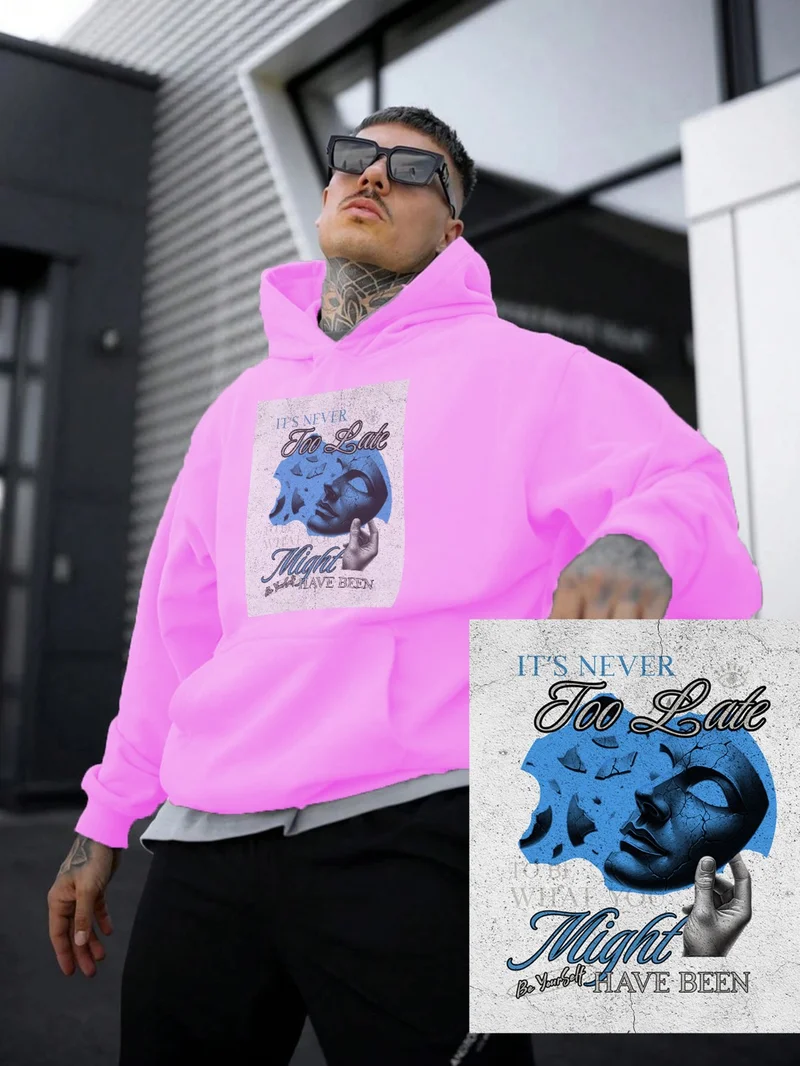 DogFish Women, Men Sweatshirt Oversize Poster Quote 3 Printed Thick Pink Lover Sweatshirt
