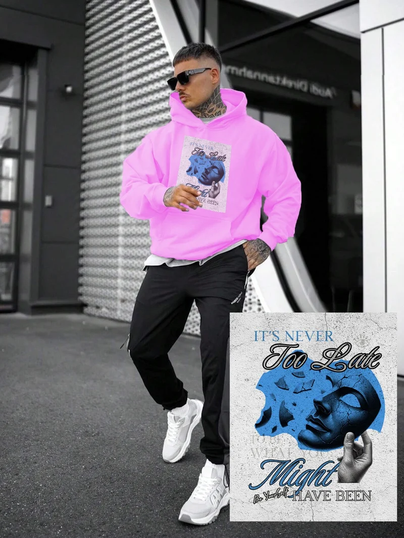 DogFish Women, Men Sweatshirt Oversize Poster Quote 3 Printed Thick Pink Lover Sweatshirt