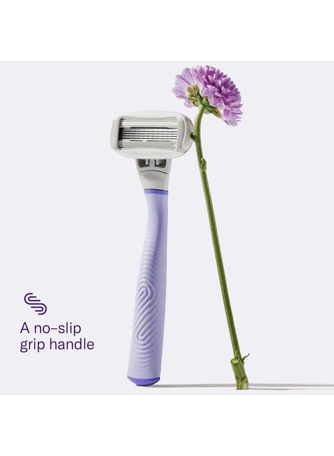 Flamingo Razors for Women, 1 Women's Razor Handle (Lilac), 4 Razor Five-Blade Refills, and 1 Shower Holder - Image 4