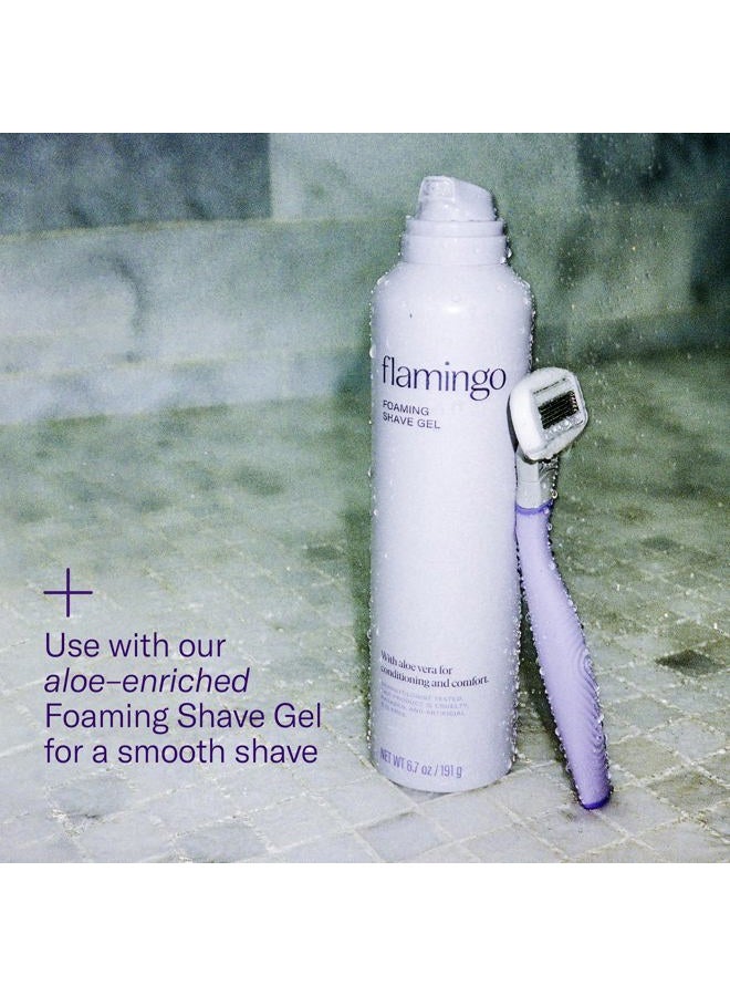 Flamingo Razors for Women, 1 Women's Razor Handle (Lilac), 4 Razor Five-Blade Refills, and 1 Shower Holder - Image 3
