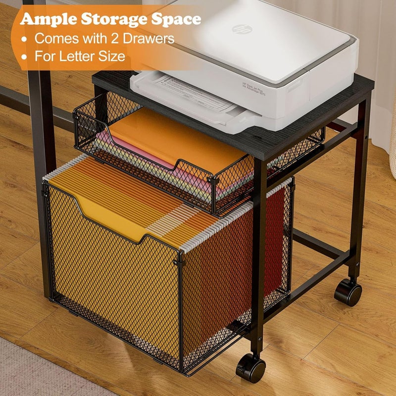 INDIDECOR INDIAN DECOR 26301 Rolling File stand Printer Stand Storage Drawer Mobile Filing stand Lockable Wheel Printer Hanging File Folder Organizer Beside Under Desk for Office Home  - Image 4
