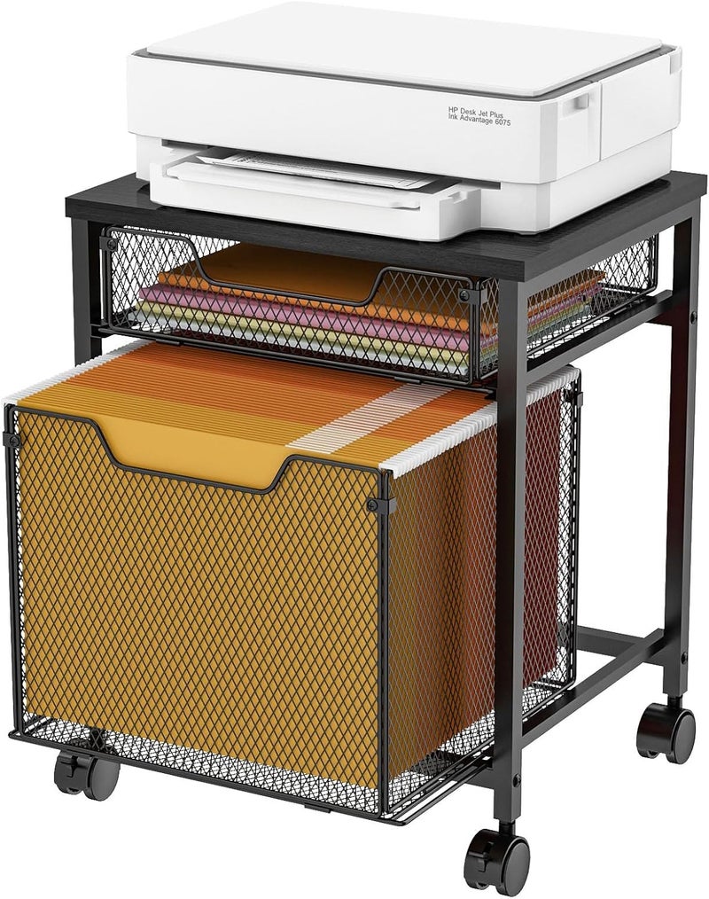 INDIDECOR INDIAN DECOR 26301 Rolling File stand Printer Stand Storage Drawer Mobile Filing stand Lockable Wheel Printer Hanging File Folder Organizer Beside Under Desk for Office Home  - Image 1