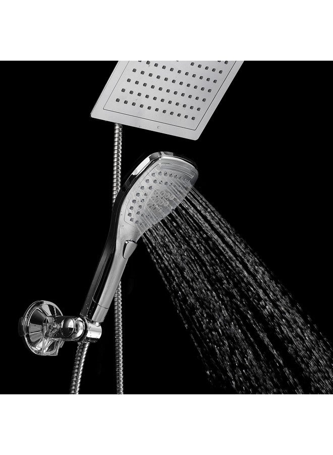 Dream Spa Ultra-Luxury 9" Rainfall Shower Head/Handheld Combo. Convenient Push-Button Flow Control Button for easy one-handed operation. Switch flow settings with the same hand! Premium Chrome - Image 4