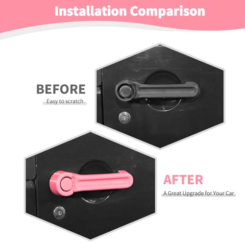 JOSHELA for Jeep JK Door Handle Cover Trim Pink for Jeep Wrangler JK 2DR 20072017 Pink Exterior Accessories 3pcs - Image 3
