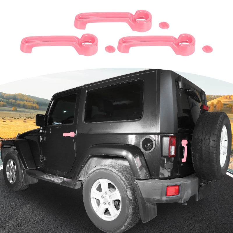 JOSHELA for Jeep JK Door Handle Cover Trim Pink for Jeep Wrangler JK 2DR 20072017 Pink Exterior Accessories 3pcs - Image 2