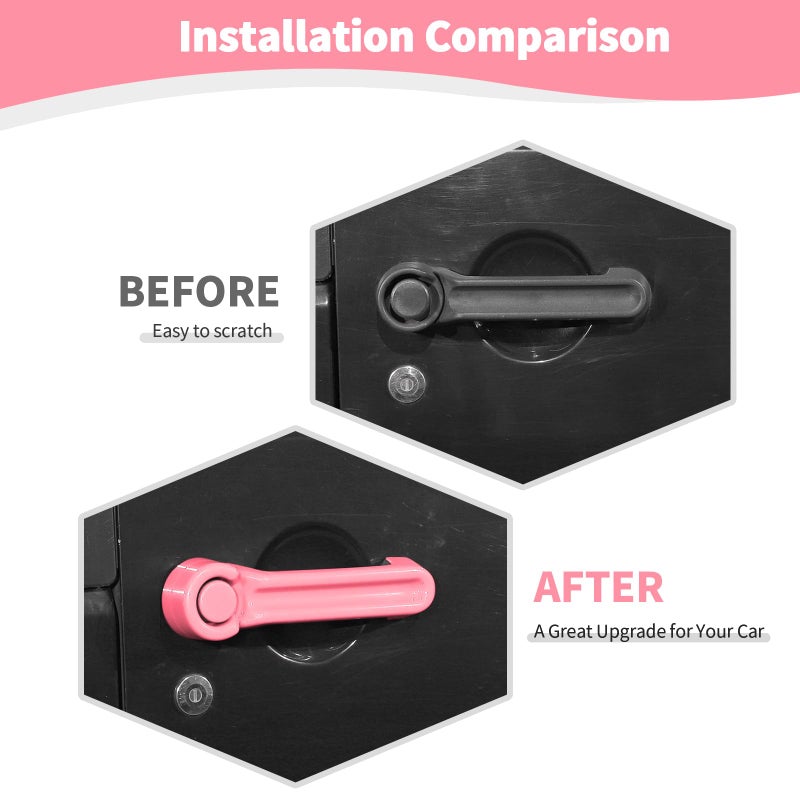 JOSHELA for Jeep JK Door Handle Cover Trim Pink for Jeep Wrangler JK 2DR 20072017 Pink Exterior Accessories 3pcs - Image 4