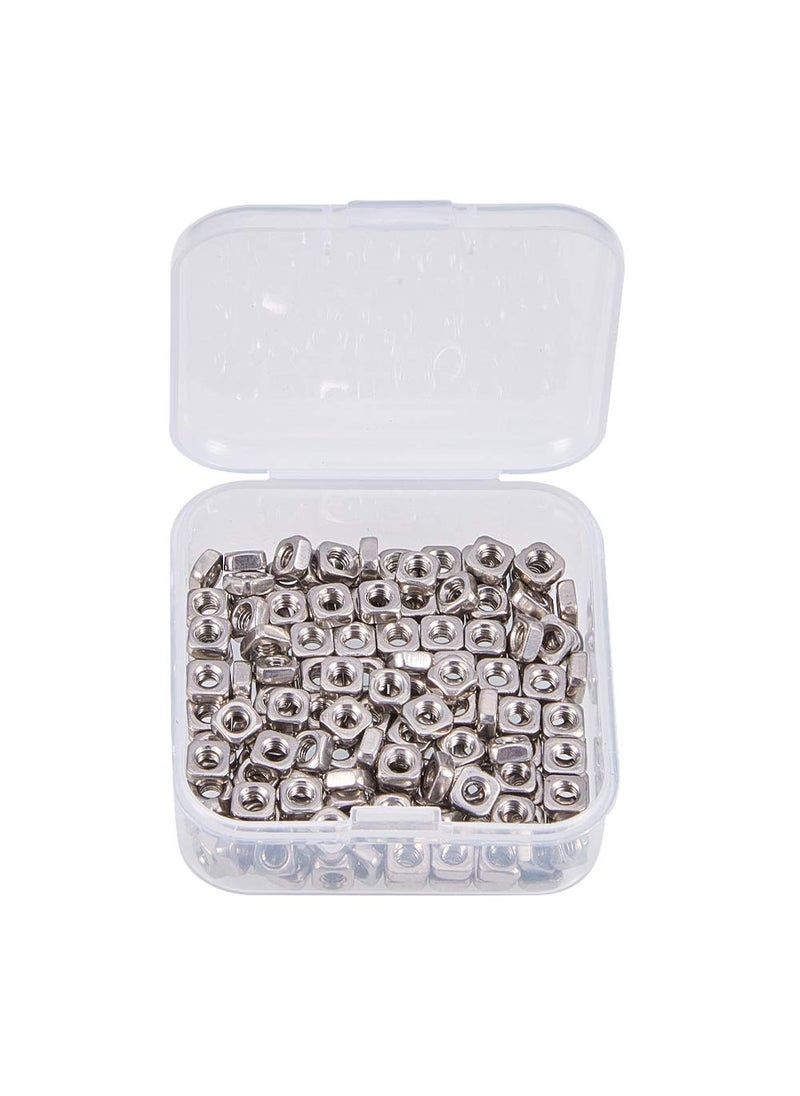 INCREWAY INCREWAY Square Nuts 200 Pcs 304 Stainless Steel M3 Square Nuts Machine Screw Nuts Metric Coarse Nuts with Box  - Image 1