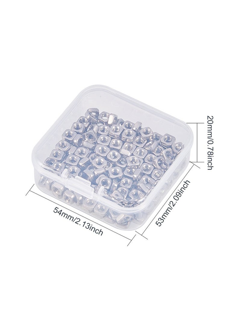 INCREWAY INCREWAY Square Nuts 200 Pcs 304 Stainless Steel M3 Square Nuts Machine Screw Nuts Metric Coarse Nuts with Box  - Image 5
