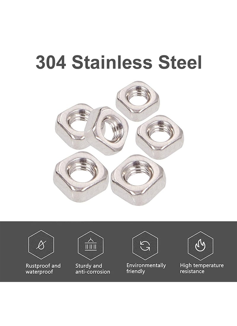 INCREWAY INCREWAY Square Nuts 200 Pcs 304 Stainless Steel M3 Square Nuts Machine Screw Nuts Metric Coarse Nuts with Box  - Image 3