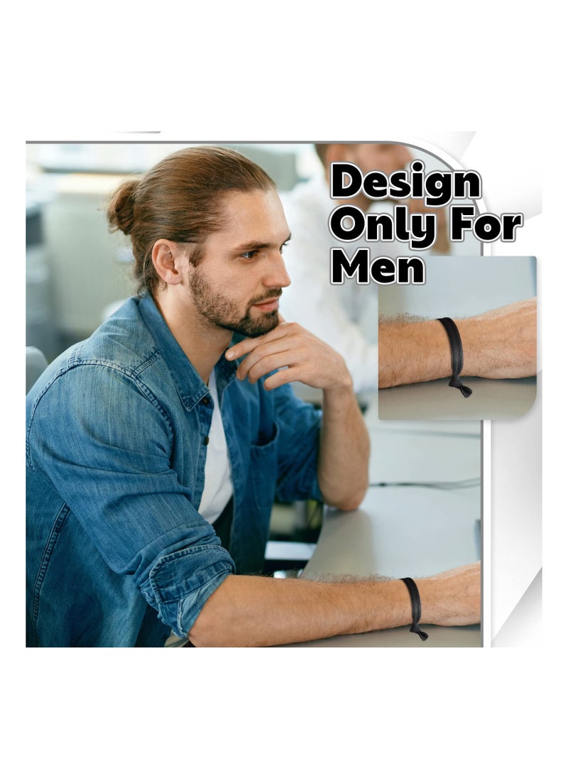 SYOSI - Mens Hair Ties, 36 Pcs Knotted  Elastic Flat Man Bun Hair Tie No Crease Breakage Hair Ties for Guys Strong Ponytail Holders for Men Black Man Bun Accessories Hair Bands Men with Thick Long Curly Hair - Image 1