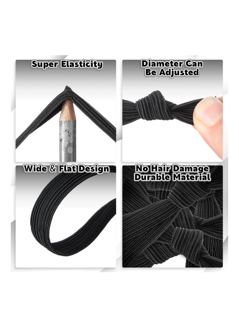 SYOSI - Mens Hair Ties, 36 Pcs Knotted  Elastic Flat Man Bun Hair Tie No Crease Breakage Hair Ties for Guys Strong Ponytail Holders for Men Black Man Bun Accessories Hair Bands Men with Thick Long Curly Hair - Image 1