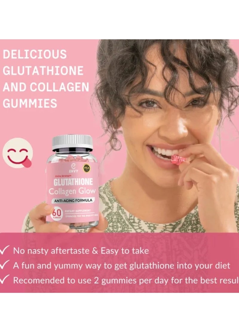 إنفي جلوتاثيون كولاجين توهج علكة الجلوتاثيون الأصلية مع الكولاجين المضاد للشيخوخة وتبييض البشرة وفيتامينات الكولاجين بشرة بيضاء ومتوهجة في أسبوعين - Image 3