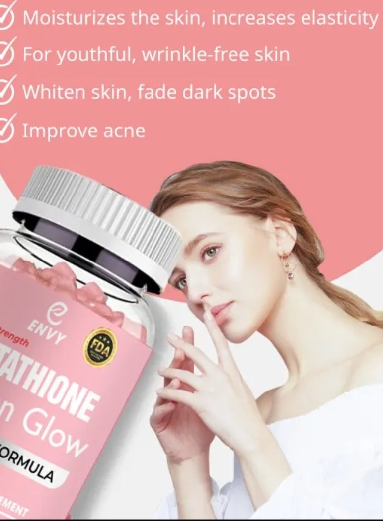 إنفي جلوتاثيون كولاجين توهج علكة الجلوتاثيون الأصلية مع الكولاجين المضاد للشيخوخة وتبييض البشرة وفيتامينات الكولاجين بشرة بيضاء ومتوهجة في أسبوعين - Image 4