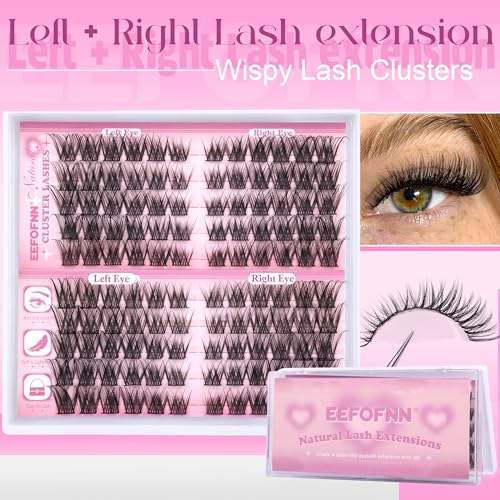 Eefofnn Wispy Lash Clusters Natural Eyelash Clusters C-Curly Cluster Eyelash Extensions 11-16 mm Cluster Lashes Left Right Eyelash Extension Cat Eye Lashes Clusters DIY Individual Lashes by Eefofnn - Image 2