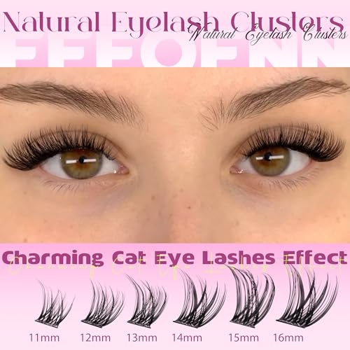 Eefofnn Wispy Lash Clusters Natural Eyelash Clusters C-Curly Cluster Eyelash Extensions 11-16 mm Cluster Lashes Left Right Eyelash Extension Cat Eye Lashes Clusters DIY Individual Lashes by Eefofnn - Image 3