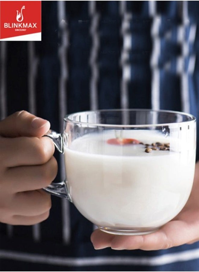 Blinkmax Huge Glass Mug with Handle for Coffee, Tea and Soup Drinking Cup Clear 470 ml  - Image 4