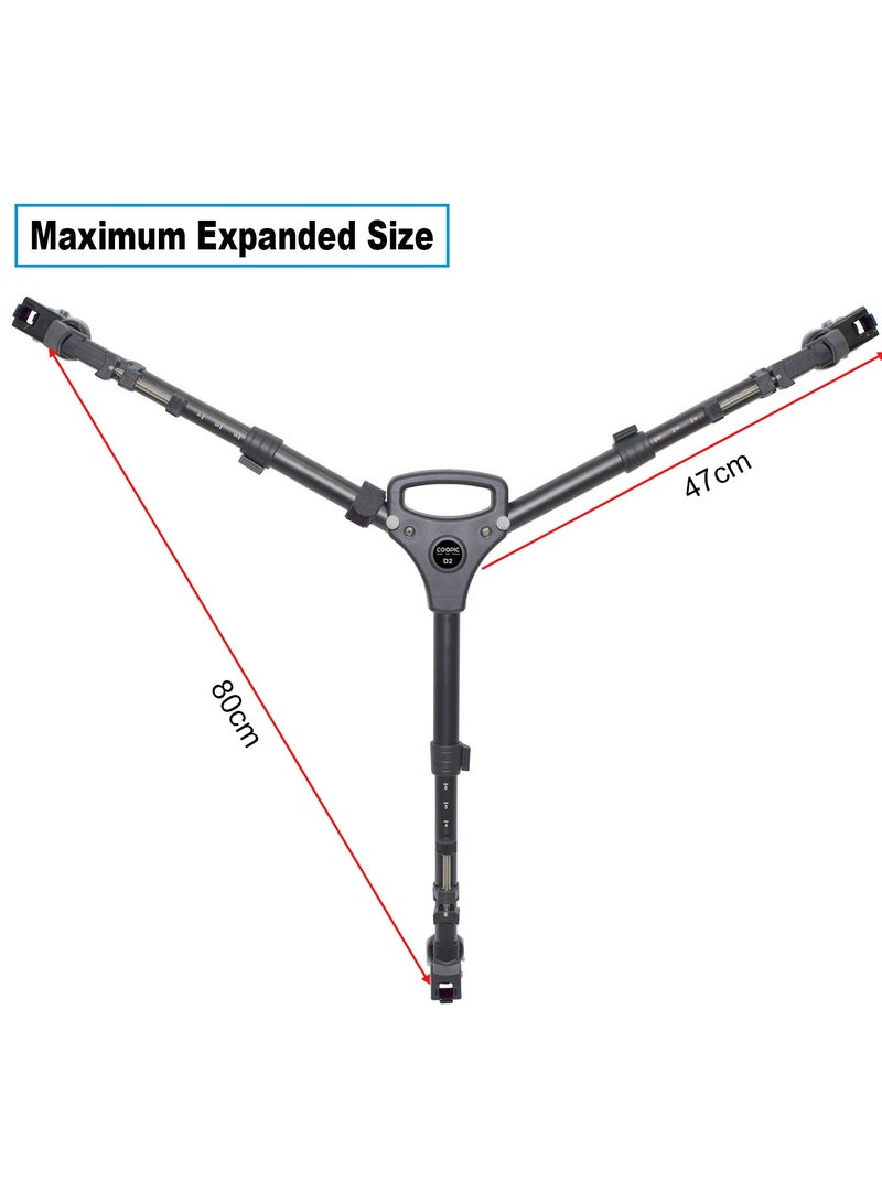 Coopic Professional D2  Dolly Tripod Heavy Duty with Adjustable Leg Mounts and Locking Wheels with Carry Case Compatible with Nikon Canon Sony DSLR Cameras Camcorder Load up to 20KG  - Image 3