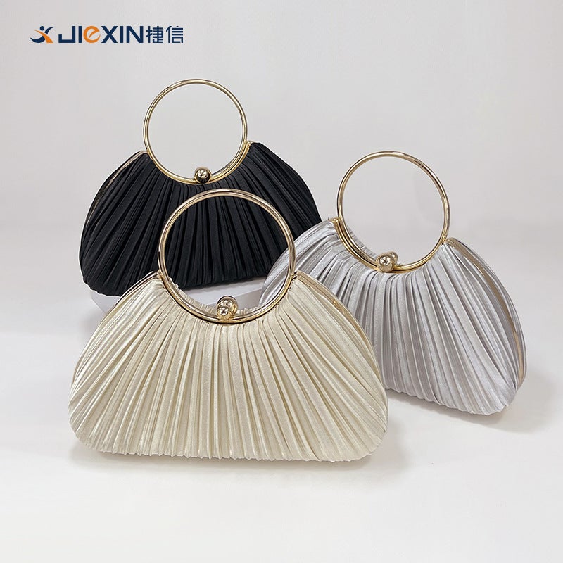 New Pleated Evening Bag, Women'S Handbag, Ladylike Elegant Banquet Clutch Bag, Dress Bag, Ring Handbag - Image 5