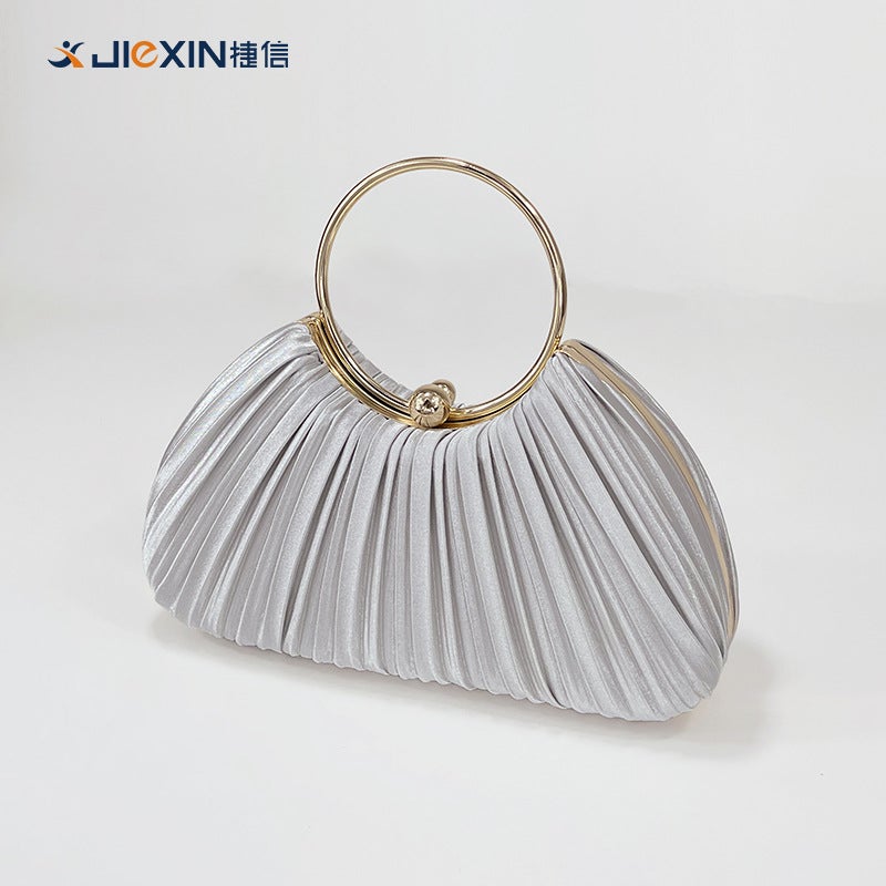 New Pleated Evening Bag, Women'S Handbag, Ladylike Elegant Banquet Clutch Bag, Dress Bag, Ring Handbag - Image 4