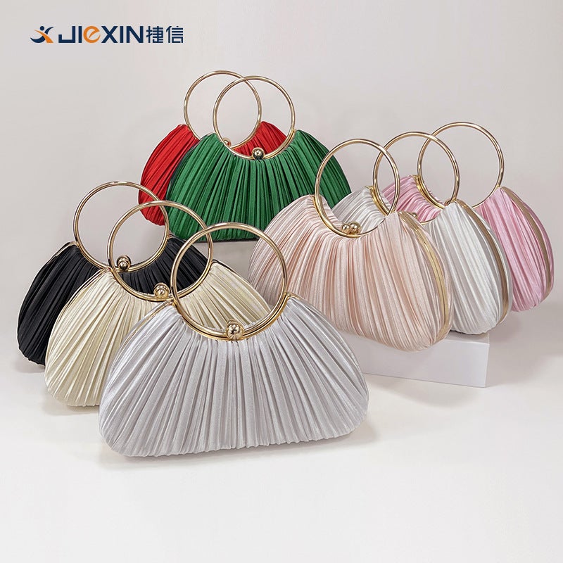 New Pleated Evening Bag, Women'S Handbag, Ladylike Elegant Banquet Clutch Bag, Dress Bag, Ring Handbag - Image 2