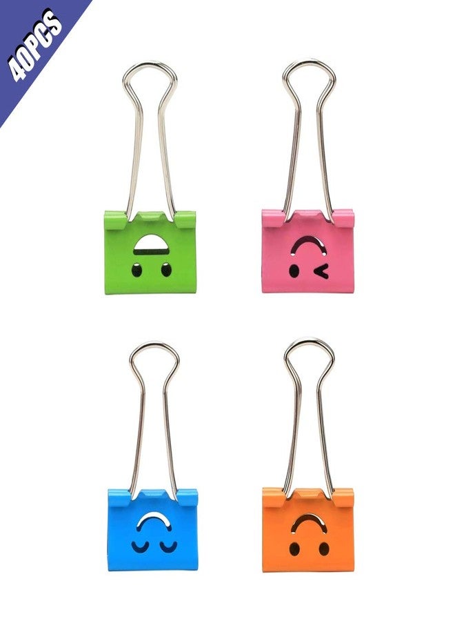 vanki Pack of 40 Cute Lovely Smiling Face Spring-Loaded File Organizer Paper Holder Metal Binder Clips, Assorted Color