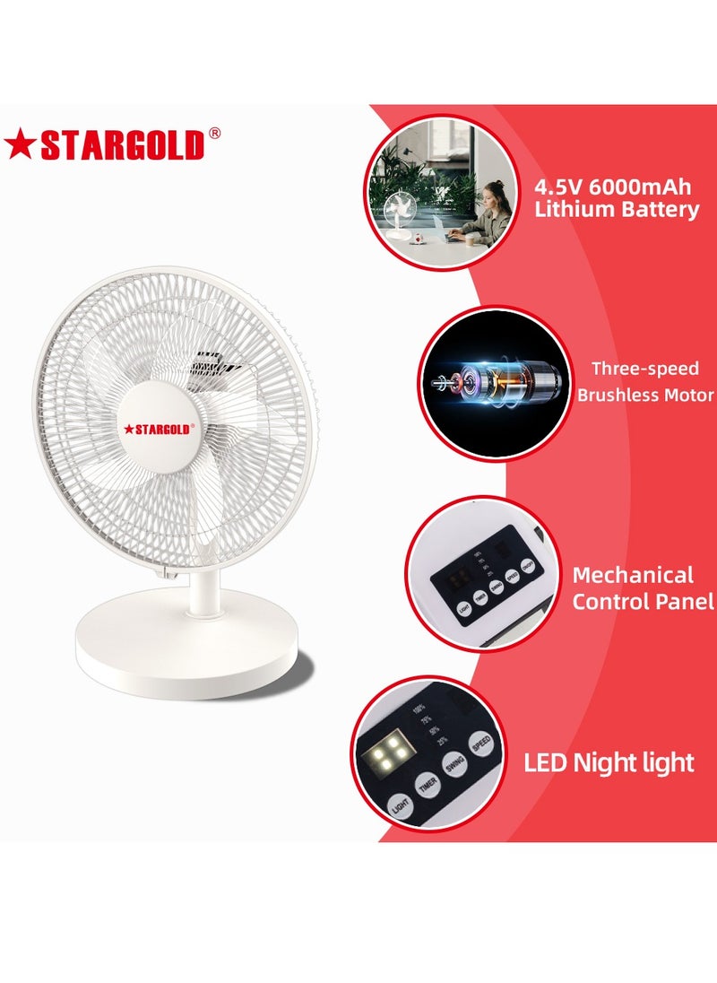 Stargold 12 Inch Rechargeable Table Fan With 4 SMD LED Light  - Image 2