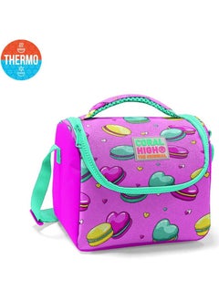 CORAL HIGH Kids Light Pink Water Green Macaron Patterned Thermo Lunch Box 11701  - Image 1