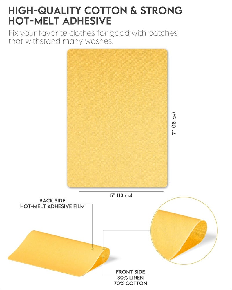 ZEFFFKA Anti topple design 12-Pack Linen Iron-on Patches Fabric Repair Kit for Clothing Shirts Pants Dresses Natural Look Strong Adhesive 12 Colors 30% Linen 70% Cotton 5” x 7” All-scene tailored quality - Image 3