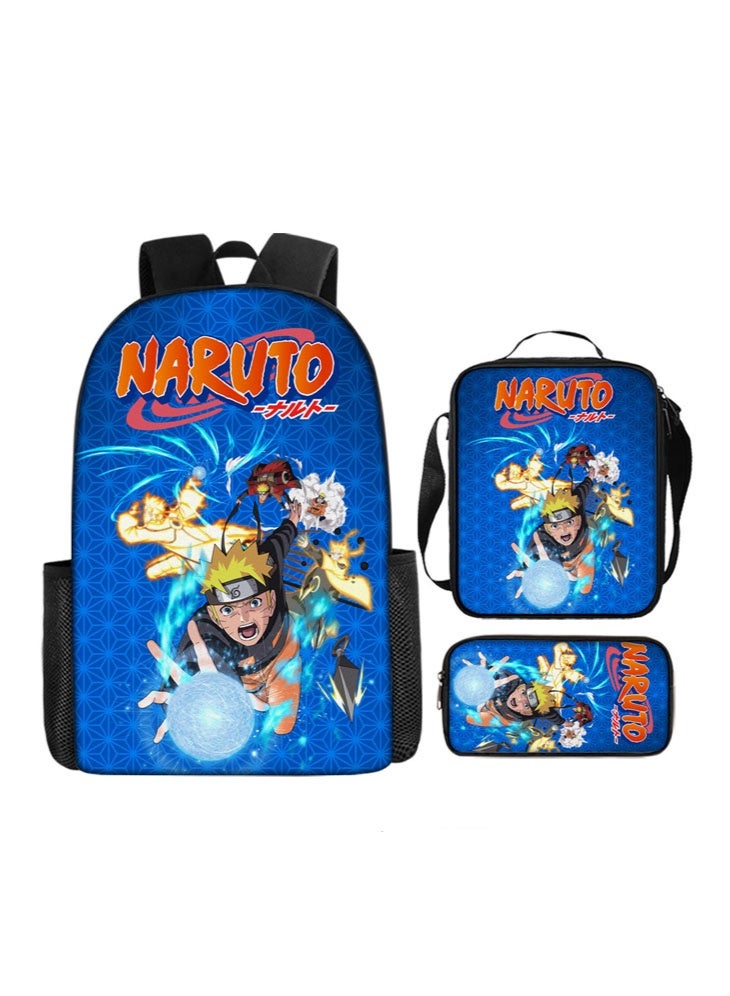 Naruto The new Naruto backpack, pencil case, shoulder bag, three-piece suit, men's and women's leisure sports travel backpack, student school backpack - Image 1