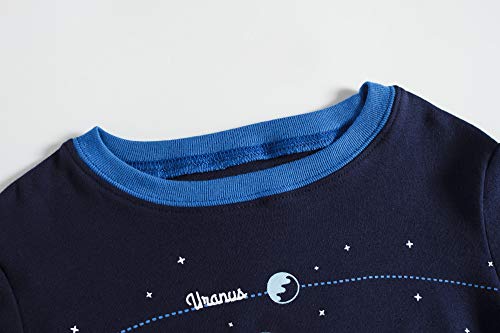 Popshion Boys Planet Pajamas 100% Cotton Pjs Toddler 2 Piece Long Sleeve Sleepwear Kids Clothes Pj Set Space Shirt 7t - Image 3