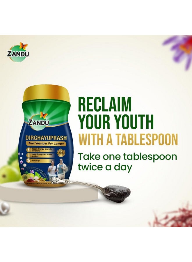 Zandu Dirghayuprash: Anti Age Action* with Vayasthapan Mahakashaya Herbs, goodness of Chyawanprash for 3 way immunity action*| Boosts Energy, Strength, Stamina | Helps Strengthens Bones & Joints| Scientifically Proven | 900 GM - Image 5
