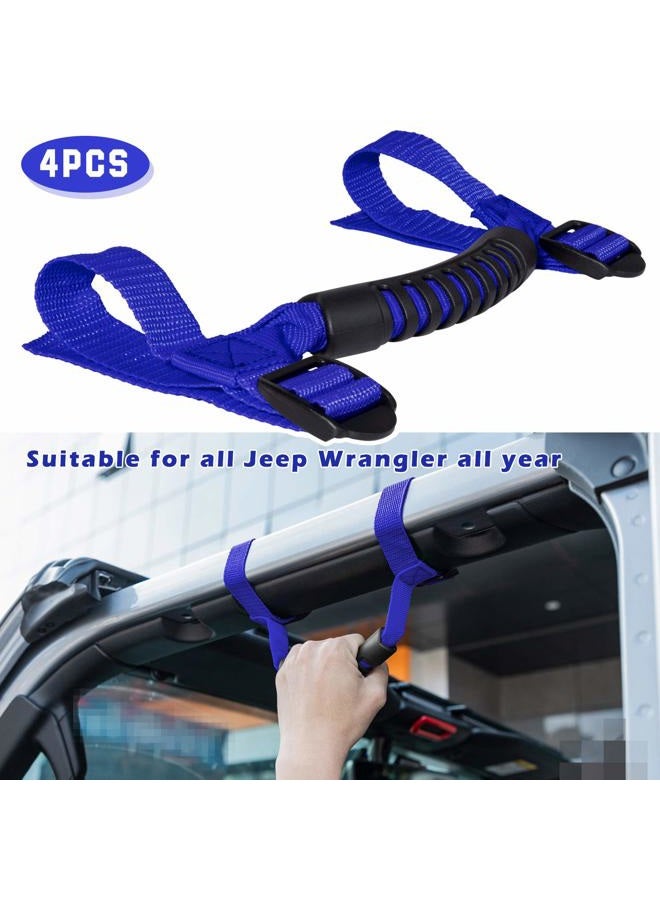 Danti 4 x Roll Bar Grab Handles Grip Handle for Jeep Wrangler YJ TJ JK JK JL JLU Sports Sahara Freedom Rubicon X & Unlimited 1955-2018 (Roll Bar Blue) - Image 2