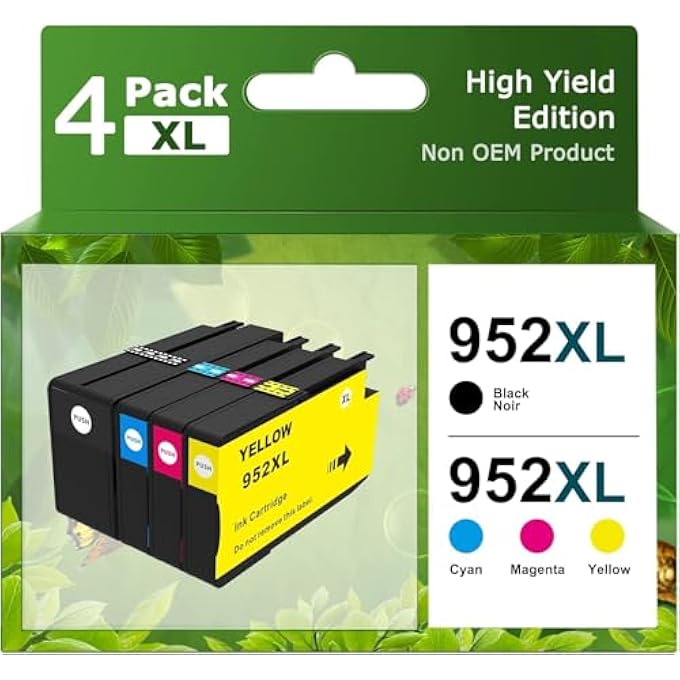 952XL INK CARTRIDGES COMBO PACK LATEST REPLACEMENT FOR 952 952 XL INK CARTRIDGES FOR PRINTERS OFFICEJET PRO 8710 7720 7740 8715 8720 8730 8740 8210(4 PACK, 1BLACK 1CYAN 1MAGENTA 1YELLOW) - Image 1