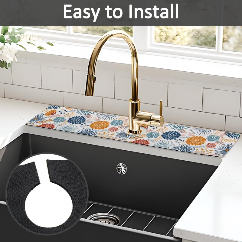 yrhsnclsdg 24" X 5.5" Kitchen Sink Splash Guard Faucet Mat Mandala Super Absorbent Fast Drying Faucet Guard & Draining Mat Sink Splash Guard Behind Faucet for Kitchen, Bathroom - Image 5