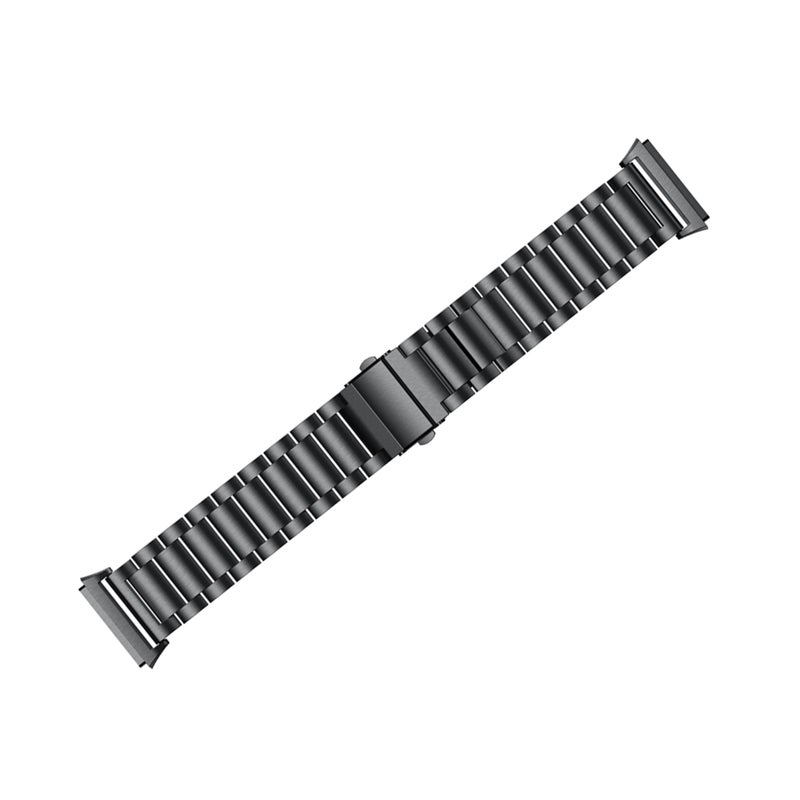 2pcs watch Strap Replacement Bracelet Adjustable Wristband Three-bead Stainless Steel Buckle Watchband Fit for Fitbit ionic (Black) - Image 4