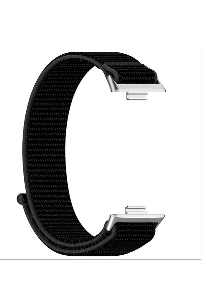 Watch Compatible with Huawei Watch Fit 3, Soft Nylon Braided Strap [Unisex] [Breathable] Black  - Image 1