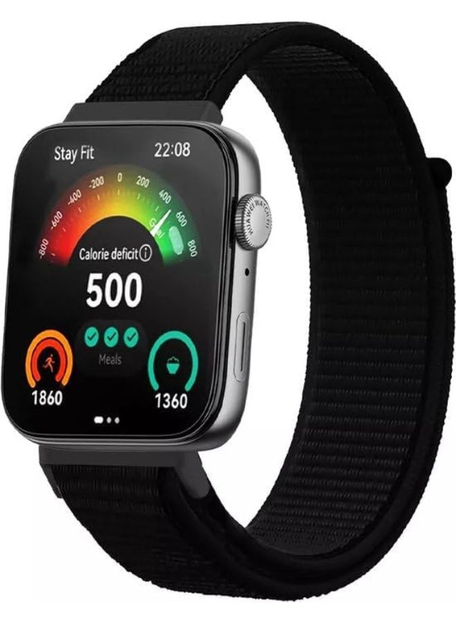 Watch Compatible with Huawei Watch Fit 3, Soft Nylon Braided Strap [Unisex] [Breathable] Black - Image 3