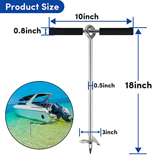 VEITHI Sand Anchor for Boat 18 inch,Chromium-Plated Steel Beach Anchor with Removable Handle and Bungee Dock Line, Suit to Fixed the Boat,Jet Skis, Pontoon, Kayak,PWC etc. - Image 2
