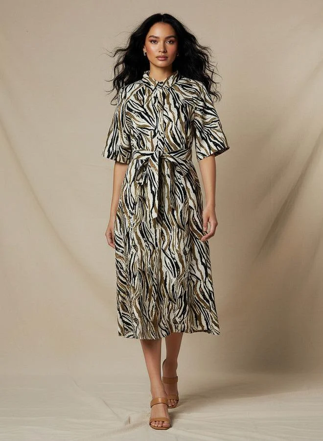 Splash FAV  Printed Shirt Women Dress with Belt for Women | Best Price UAE