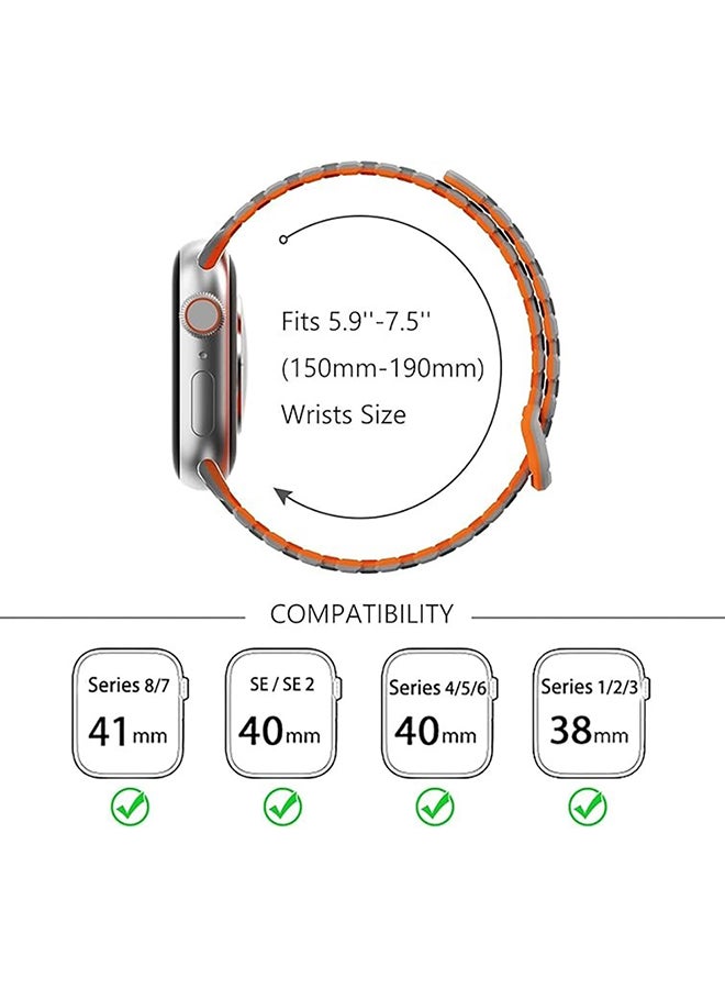 O Ozone Silicone Magnetic Band for Apple Watch 42mm 41mm 40mm 38mm, Magnet Strap with Anti-drop Buckle for iWatch Ultra SE 10 9 8 7 6 5 4 3 2 1-Black/Orange - Image 2