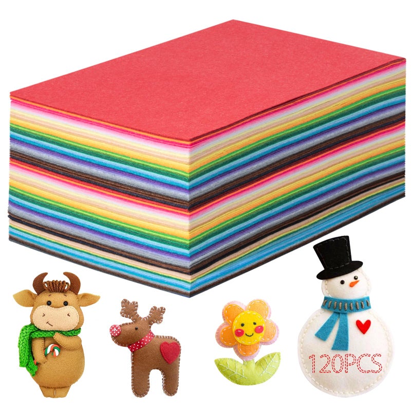 Simetufy 120 Pcs Felt Fabric Sheets 40 Colors 8x12 Inch Assorted DIY Felt Sheets 1mm Thick NonWoven Patchwork Material for Sewing Projects Decoration - Image 2