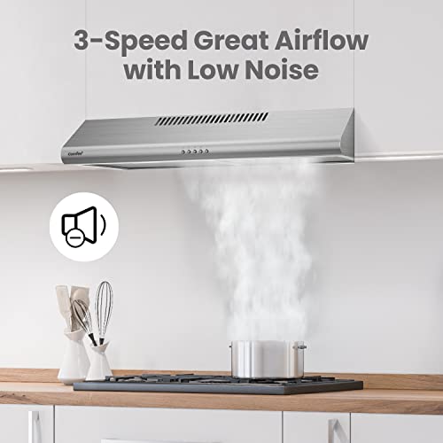 Comfee' Comfee CVU30W4AST 30 inch Under Cabinet Ducted/Ductless Convertible Slim Vent Durable Stainless Steel Kitchen Reusable Filter, 3 Speed Exhaust Fan and 2 LED Lights Range Hood, 2.0 Version - Image 2