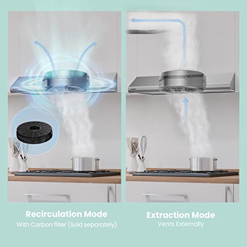 Comfee' Comfee CVU30W4AST 30 inch Under Cabinet Ducted/Ductless Convertible Slim Vent Durable Stainless Steel Kitchen Reusable Filter, 3 Speed Exhaust Fan and 2 LED Lights Range Hood, 2.0 Version - Image 4