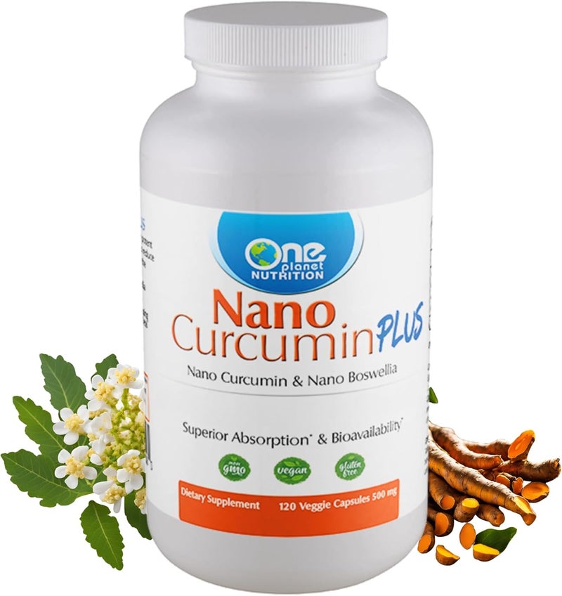 One Planet Nutrition Nano Curcumin Plus 500 mg Veggie Capsules 120 Servings Nano Curcumin with Boswellia for High Absorption Supports Joint  Immune Health NonGMO Vegan GlutenFree - Image 1
