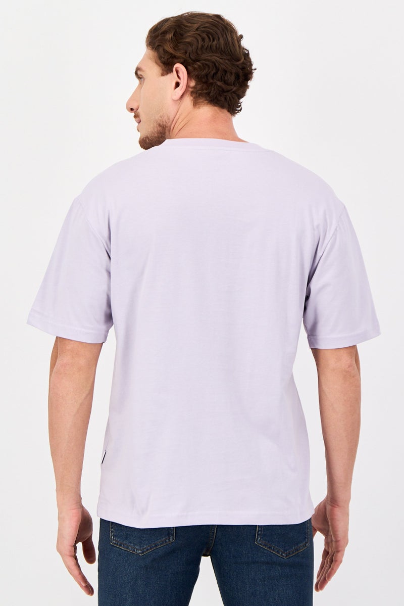 Nicce Men Crew Neck Short Sleeve Embroidered Logo T-Shirts, Lilac - Image 3