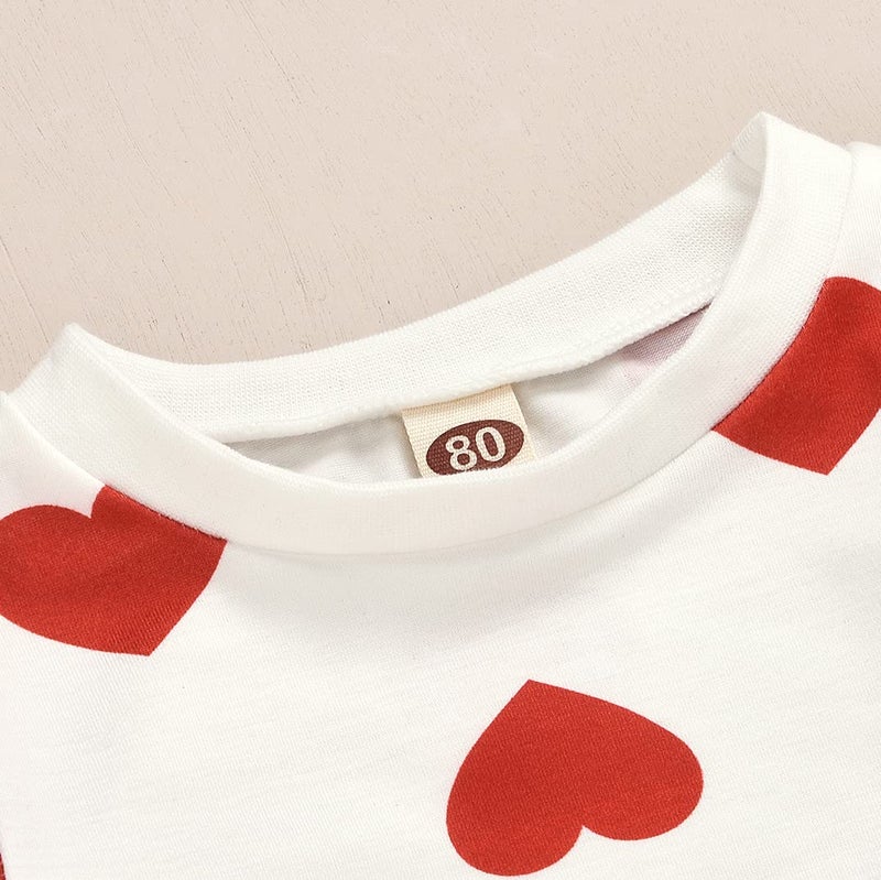 Ptomurs Toddler Baby Girls Valentine Outfits Long Sleeve Heart Print Top + Red Skirt Set (Red, 5-6 Years) - Image 4