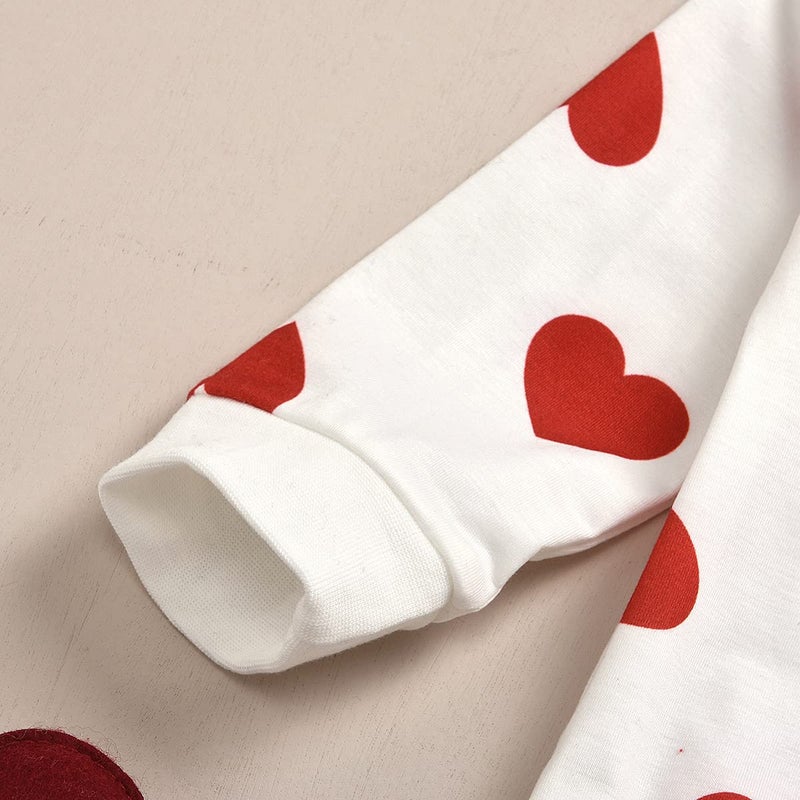 Ptomurs Toddler Baby Girls Valentine Outfits Long Sleeve Heart Print Top + Red Skirt Set (Red, 5-6 Years) - Image 5